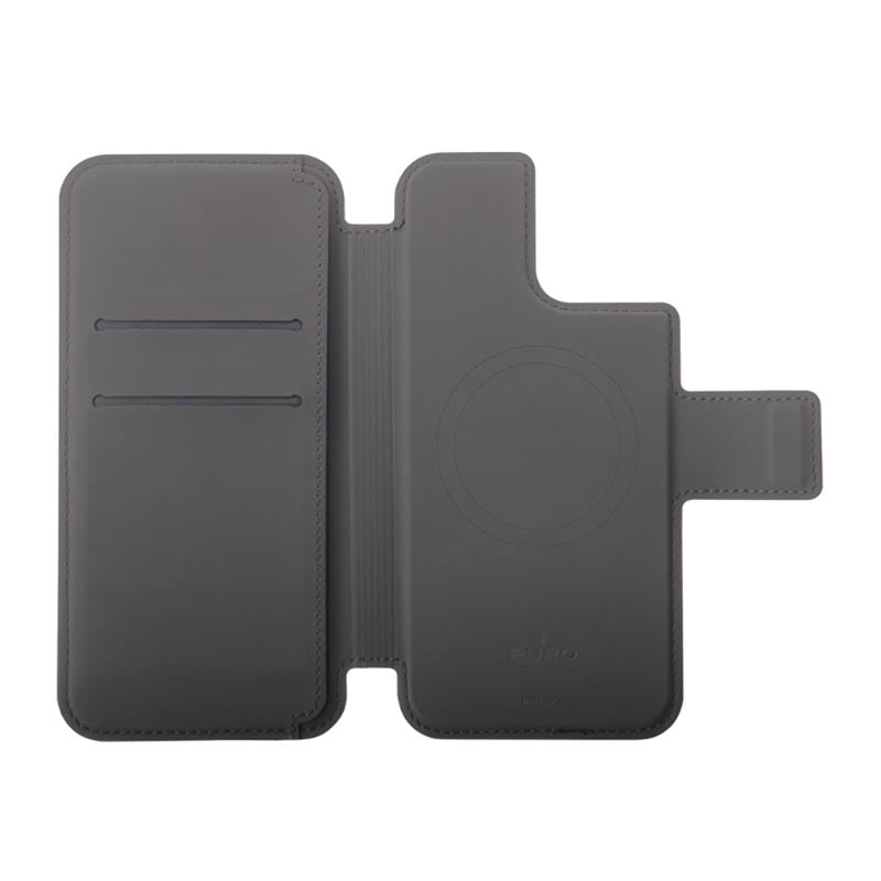 PURO Folio MagSafe Case - Hülle 2in1 für iPhone 15 Plus / 14 Plus / 12 Pro Max (Schwarz)