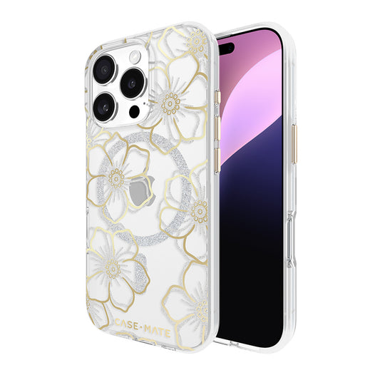 Case-Mate Floral Gems MagSafe - Hoesje voor iPhone 16 Pro (Goud)