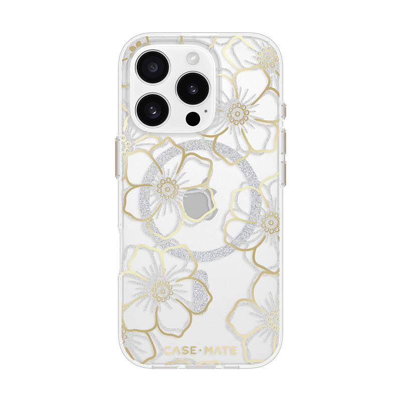 Case-Mate Floral Gems MagSafe - Hoesje voor iPhone 16 Pro (Goud)