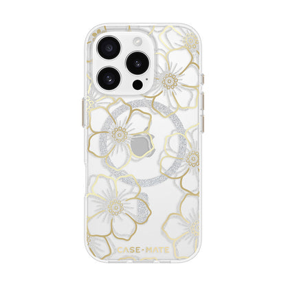 Case-Mate Floral Gems MagSafe - Hülle für iPhone 16 Pro (Gold)