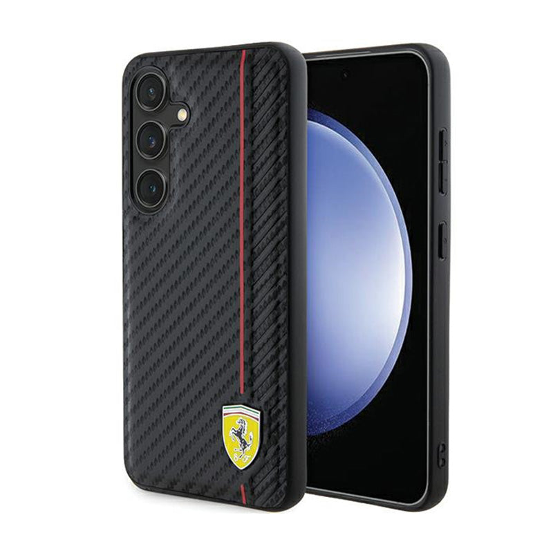 Ferrari Carbon Printed Line - Hülle für Samsung Galaxy S24 (schwarz)