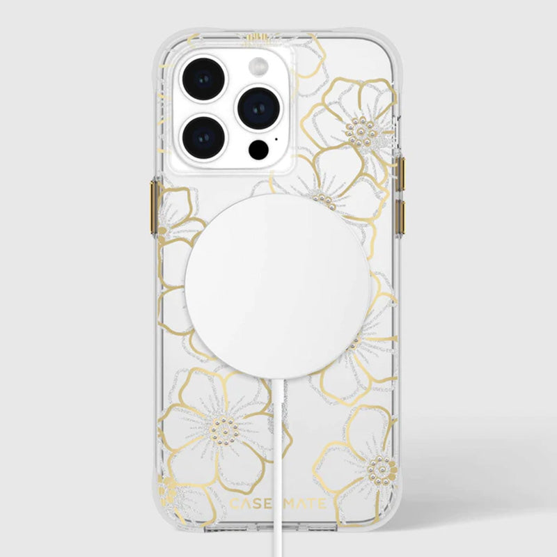 Case-Mate Floral Gems MagSafe - iPhone 15 Pro Max hoesje (goud)