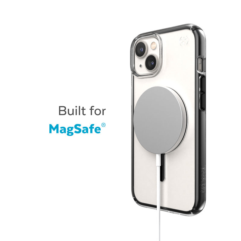 Speck Presidio Perfect-Clear with Impact Geometry + MagSafe - Case for iPhone 15 Plus / 14 Plus with MICROBAN coating (Clear / Black)