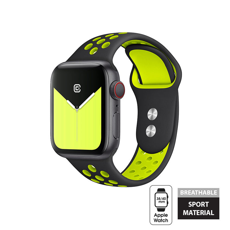 Crong Duo Sport - Band for Apple Watch 38/40/41 mm (Black / Lime)