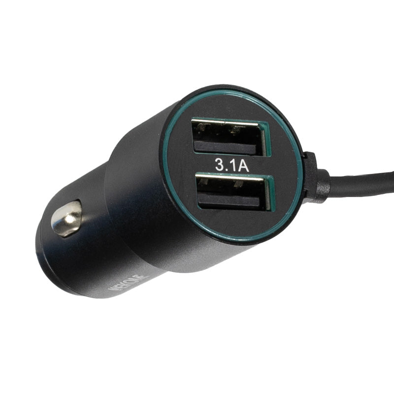 WEKOME WP-C44 Pop Digital Series - Autolader met geïntegreerde 3-in-1 USB-C / Lightning / Micro USB + 2x USB-A 33W kabel (zwart)