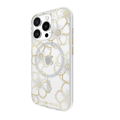 Case-Mate Floral Gems MagSafe - Hülle für iPhone 16 Pro (Gold)