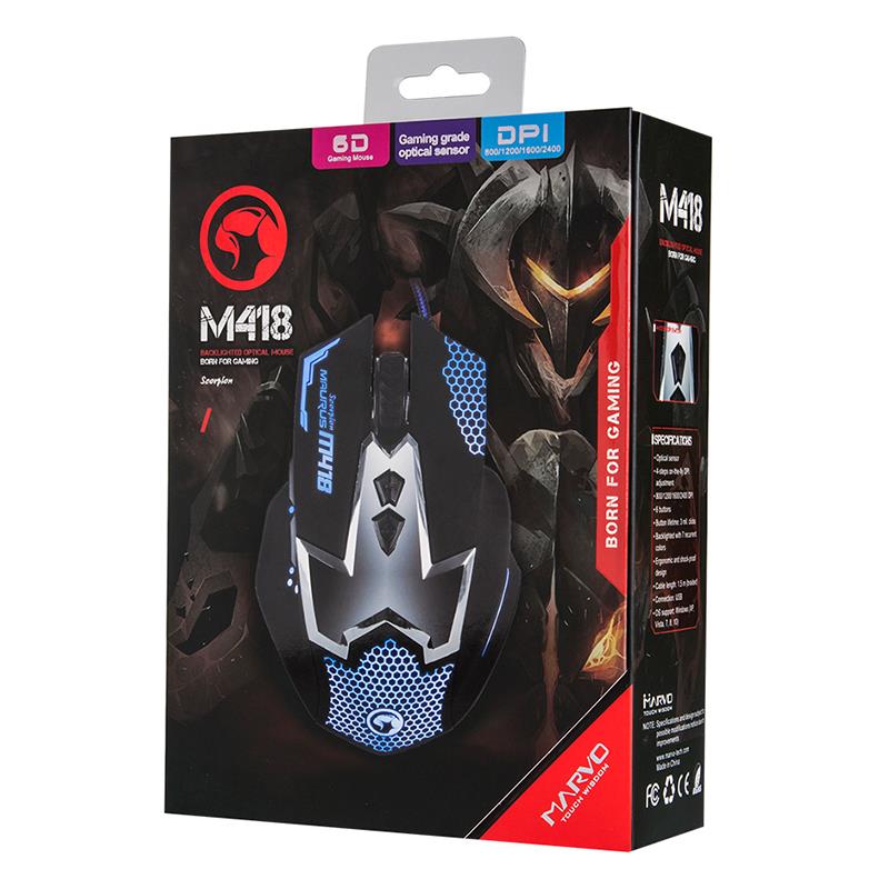 Marvo M418 – Optische Gaming-Maus 2400 DPI (Schwarz)