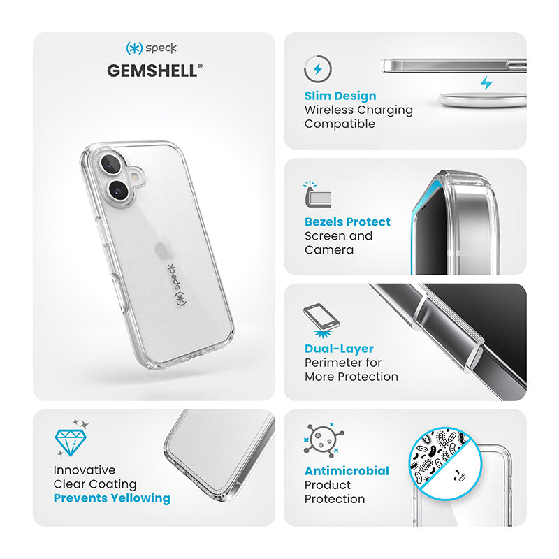 Speck Gemshell - Hoesje voor iPhone 16 (Transparant)