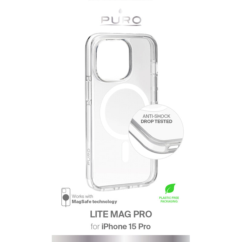 PURO LITEMAG PRO - Hoesje voor iPhone 15 Pro MagSafe (transparant)