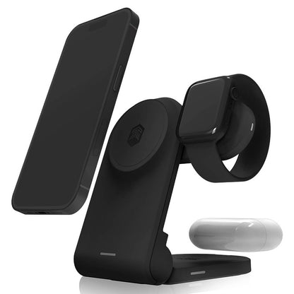 STM ChargeTree MAG – 3-in-1 mobiles kabelloses Ladegerät mit MagSafe (schwarz)