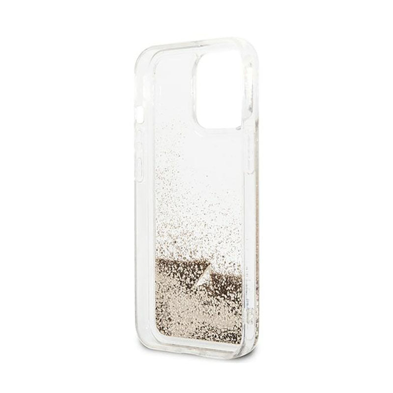 Guess Liquid Glitter Charms - hoesje voor iPhone 14 Pro (goud)