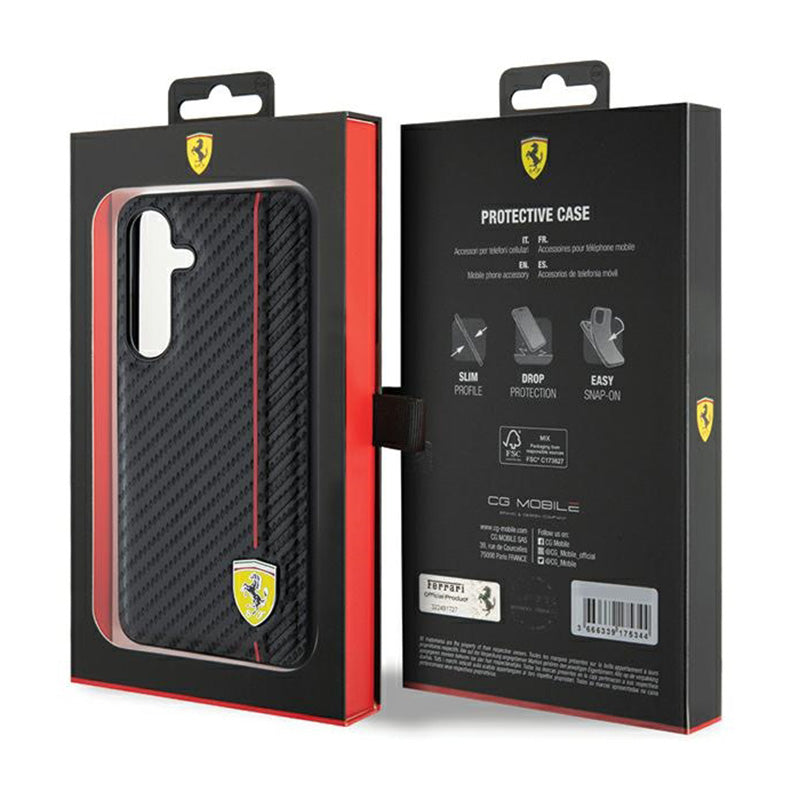 Ferrari Carbon Printed Line - Hülle für Samsung Galaxy S24 (schwarz)