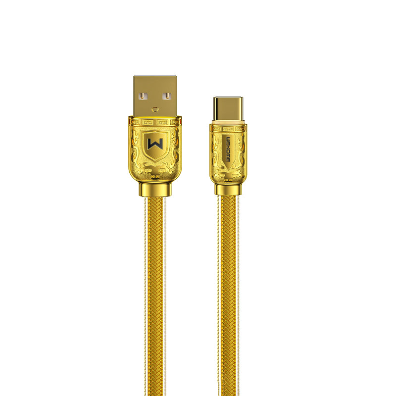 WEKOME WDC-161 Sakin-serie - USB-A naar USB-C snelladen 6A aansluitkabel 1 m (goud)