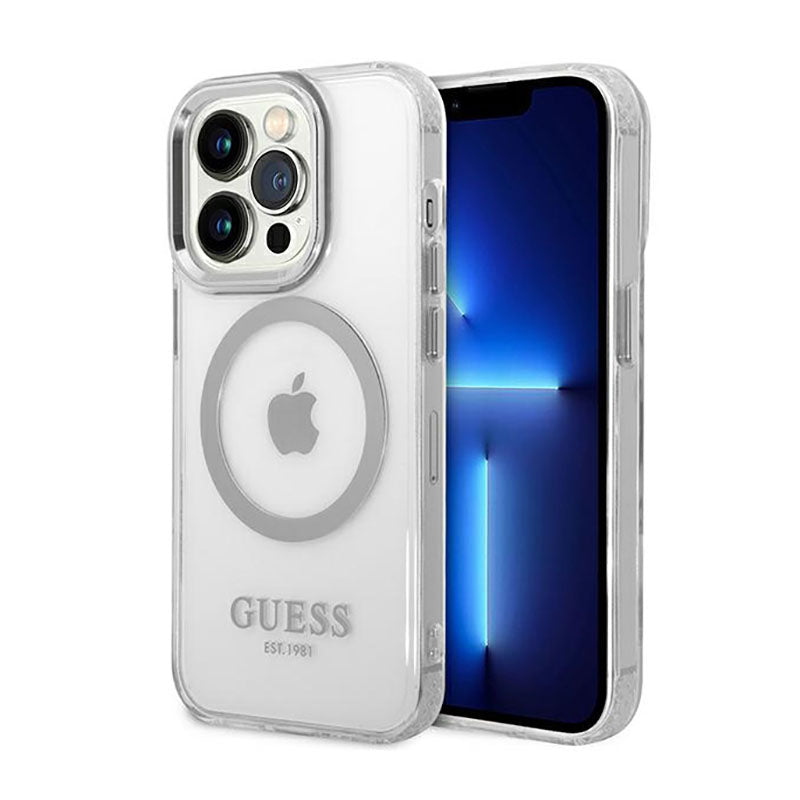 Guess Metal Outline MagSafe - hoesje voor iPhone 14 Pro (doorzichtig)