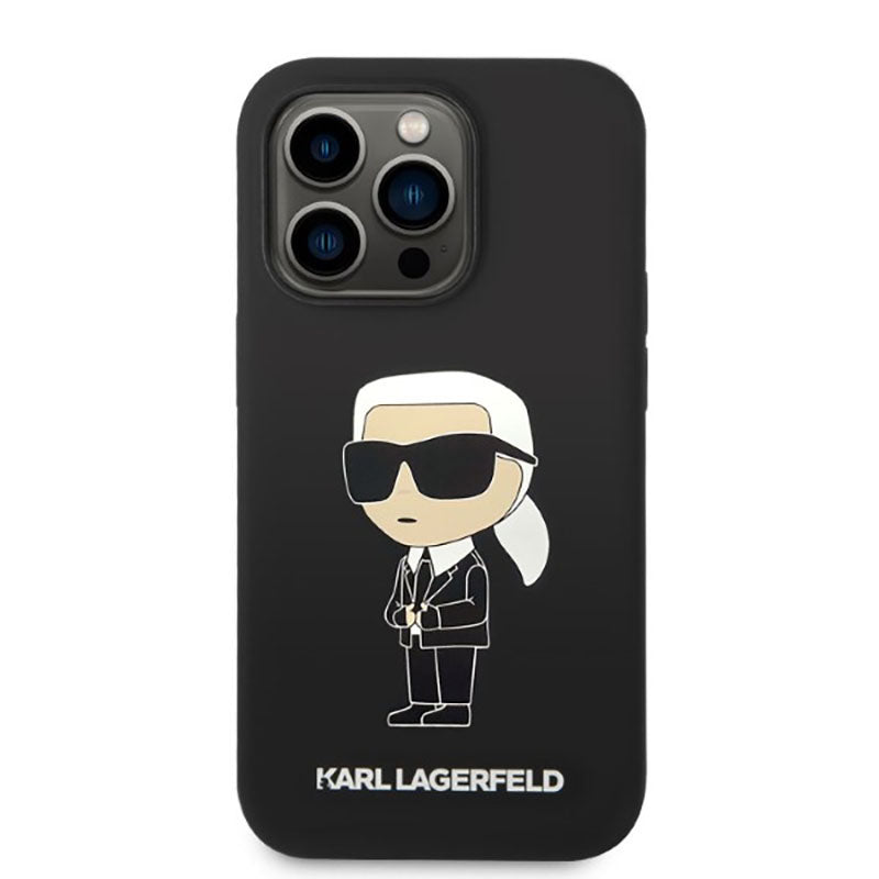 Karl Lagerfeld Silikon NFT Ikonik MagSafe - Hülle für iPhone 14 Pro (Schwarz)