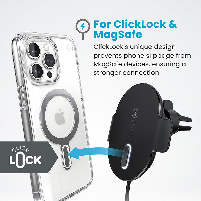 Speck Oplaadventilatiehouder + ClickLock - Autohouder met draadloos opladen MagSafe (zwart)