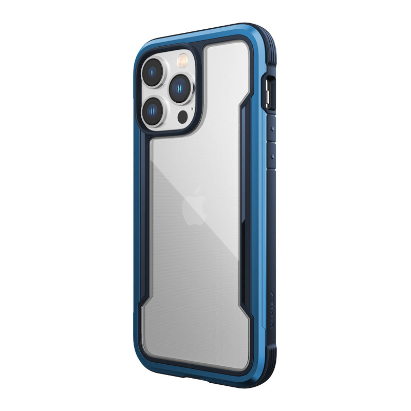 X-Doria Raptic Shield – Aluminiumgehäuse für iPhone 14 Pro Max (sturzgetestet aus 3 m Höhe) (Marineblau)