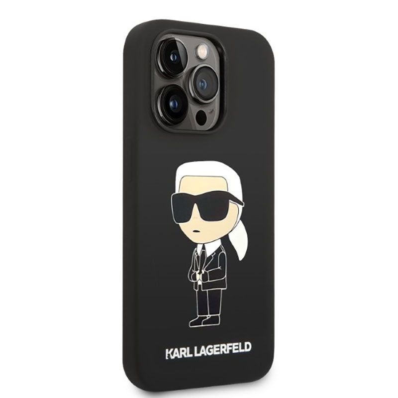 Karl Lagerfeld Silikon NFT Ikonik MagSafe - Hülle für iPhone 14 Pro (Schwarz)