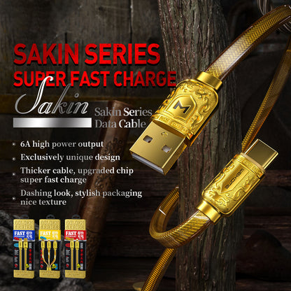 WEKOME WDC-161 Sakin Series - USB-A to Micro USB Fast Charging 6A connecting cable 1 m (Gold)