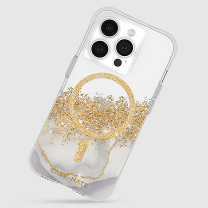 Case-Mate Karat MagSafe - iPhone 15 Pro Hülle mit Golddekor (Marmor)