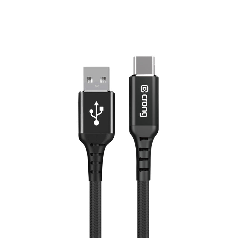 Crong Armor Link - USB-A to USB-C 60W 3A Braided Cable Fast Charging 25cm (Black)