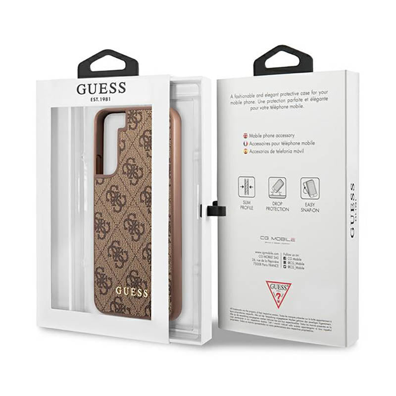 Guess 4G Metal Logo - Case voor Samsung Galaxy S23 (bruin)