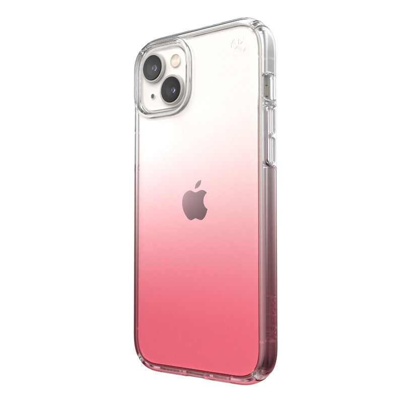 Speck Presidio Perfect-Clear + Ombre - Case for iPhone 14 Plus with MICROBAN (Clear / Vintage Rose Fade)