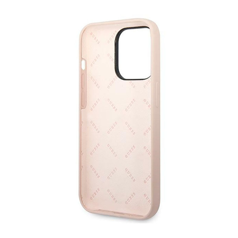 Guess Silikon Dreieck Logo - Hülle für iPhone 14 Pro Max (Rosa)