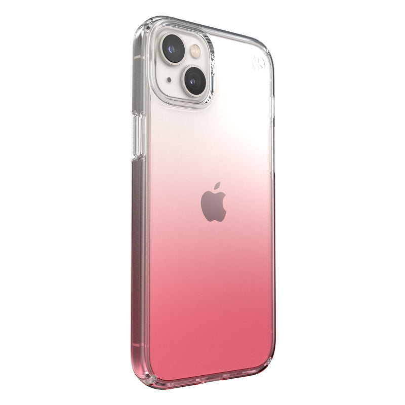 Speck Presidio Perfect-Clear + Ombre - Case for iPhone 14 Plus with MICROBAN (Clear / Vintage Rose Fade)