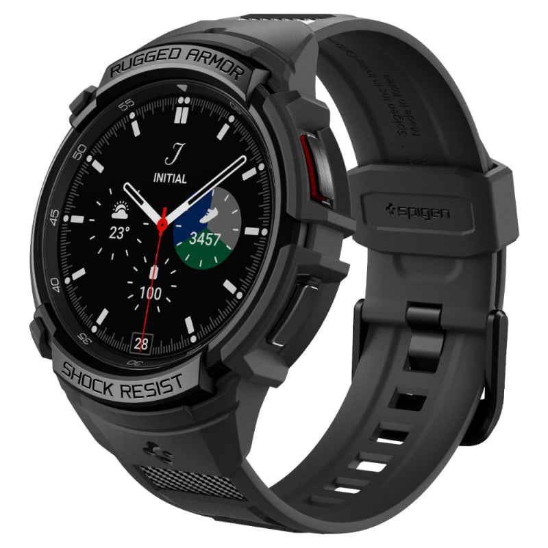 Spigen Rugged Armor Pro - Band + hoesje voor Samsung Galaxy Watch 6 Classic 47 mm (zwart)