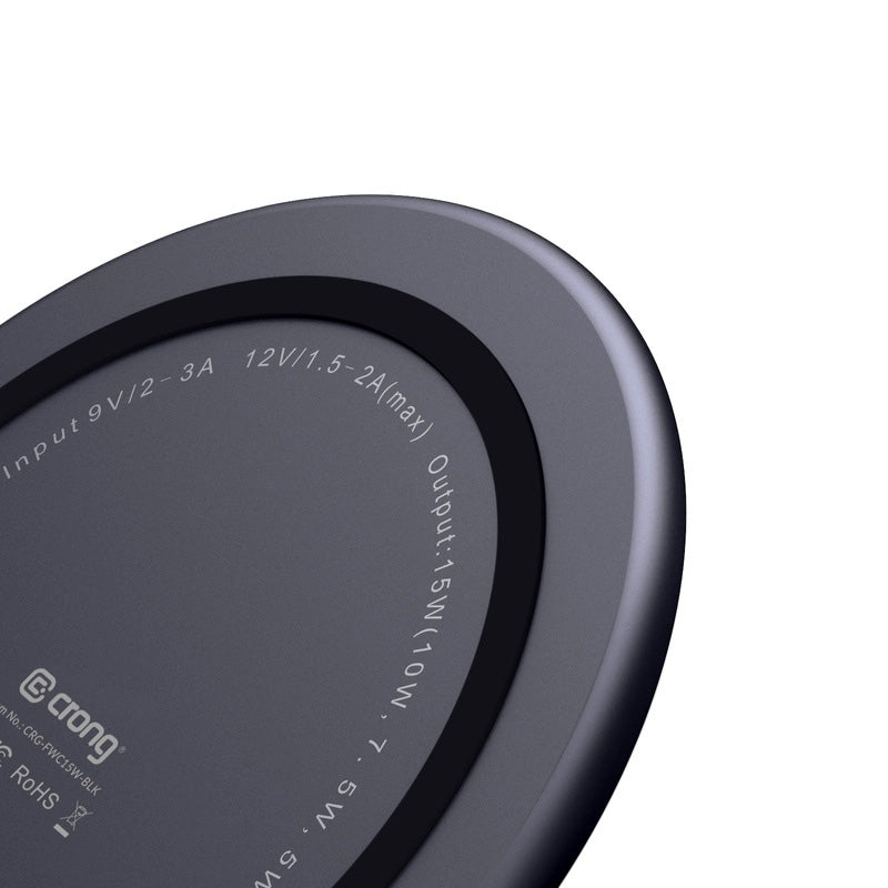 Crong Qi Fast Wireless Charger with Aluminium & Armorplate housing 15W (black)