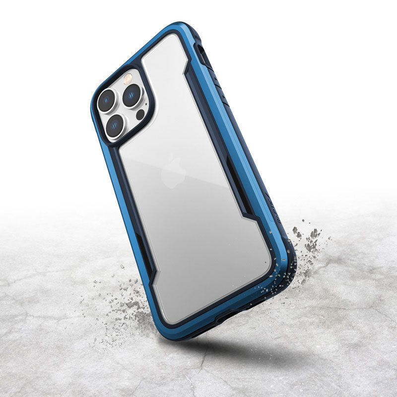 X-Doria Raptic Shield – Aluminiumgehäuse für iPhone 14 Pro Max (sturzgetestet aus 3 m Höhe) (Marineblau)