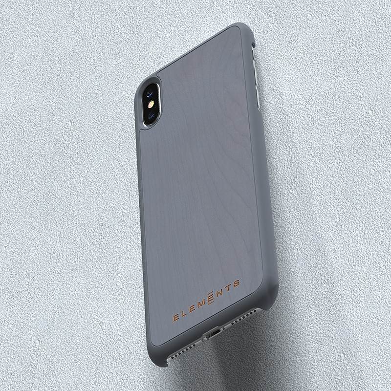 Nordic Elements Original Gefion - Case for iPhone Xs Max with real maple wood (Mid Grey)