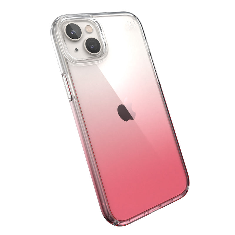 Speck Presidio Perfect-Clear + Ombre - Case for iPhone 14 Plus with MICROBAN (Clear / Vintage Rose Fade)