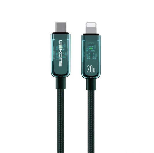 WEKOME WDC-181 Vanguard Series - USB-C naar Lightning Super Fast Charging PD 20W aansluitkabel 1,2 m (groen)