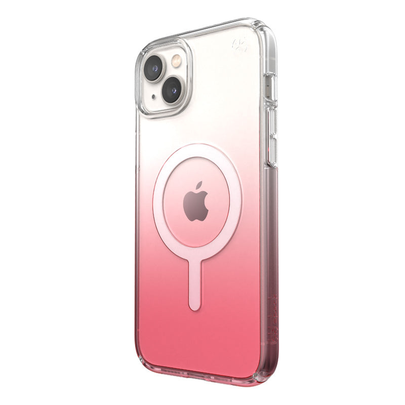 Speck Presidio Perfect-Clear + Ombre + MagSafe - Case for iPhone 14 Plus with MICROBAN coating (Clear / Vintage Rose Fade)