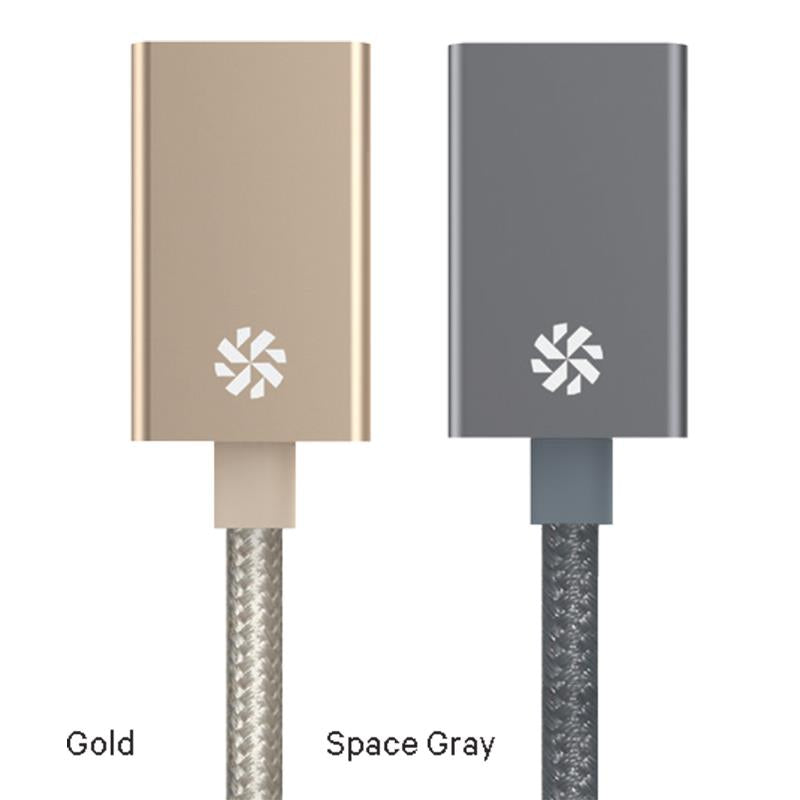 Kanex DuraBraid™-adapter - USB-C naar USB 3.0 type A aluminium adapter (goud)