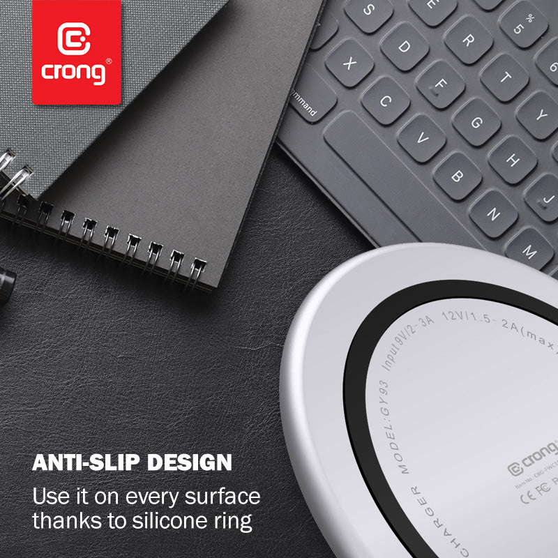 Crong Qi Fast Wireless Charger with Aluminium & Armorplate housing 15W (white)