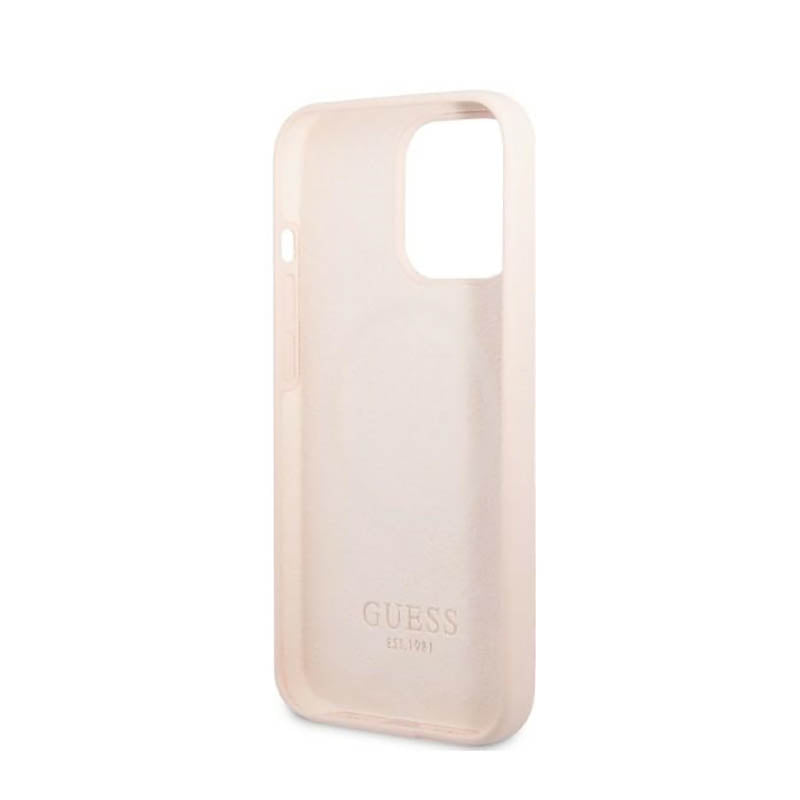 Guess Silikon-Logoplatte MagSafe - Hülle für iPhone 13 Pro Max (Rosa)