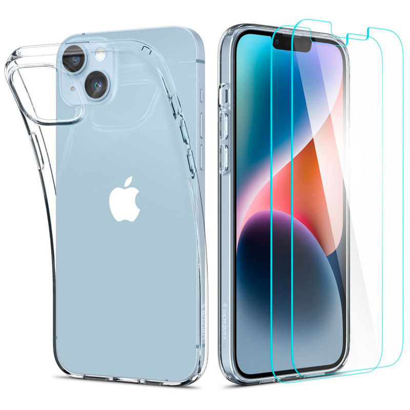 Spigen Crystal Pack - Set hoesjes voor iPhone 15 Plus / iPhone 14 Plus + beschermglas (helder)