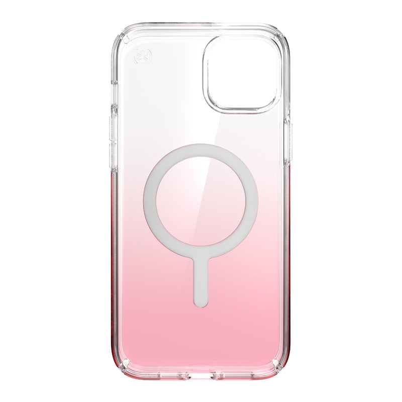 Speck Presidio Perfect-Clear + Ombre + MagSafe - Case for iPhone 14 Plus with MICROBAN coating (Clear / Vintage Rose Fade)