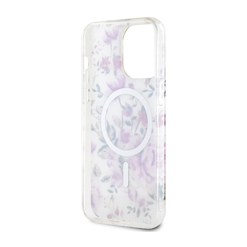 Guess Flower MagSafe - Hülle für iPhone 14 Pro (Transparent)