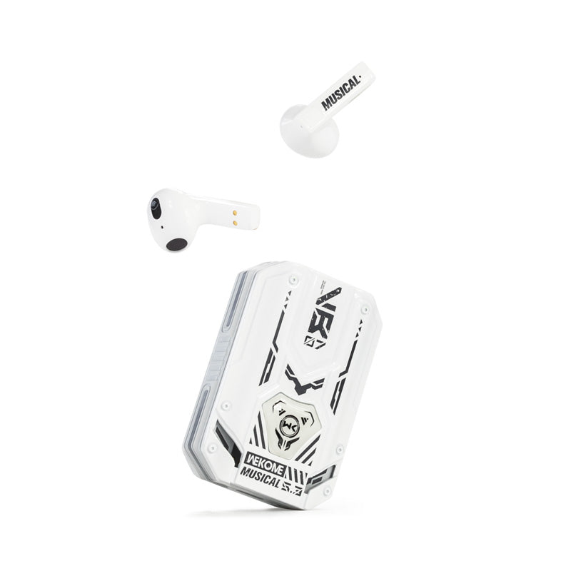 WEKOME VB07 Mecha-serie - Bluetooth V5.3 TWS draadloze hoofdtelefoon met oplaadetui (wit)