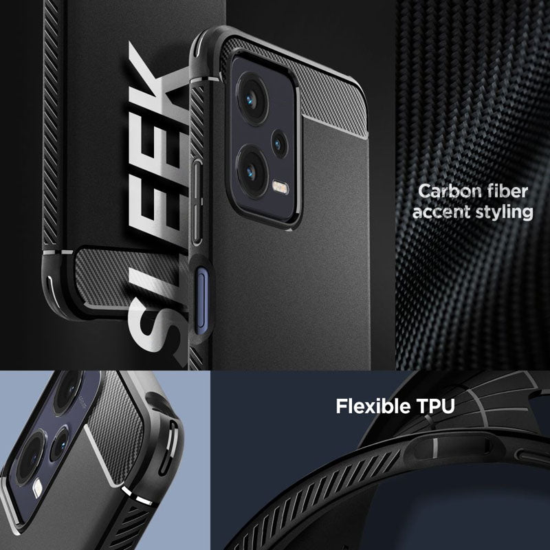 Spigen Rugged Armor - Hülle für Xiaomi Redmi Note 12 5G/POCO X5 5G (Schwarz)