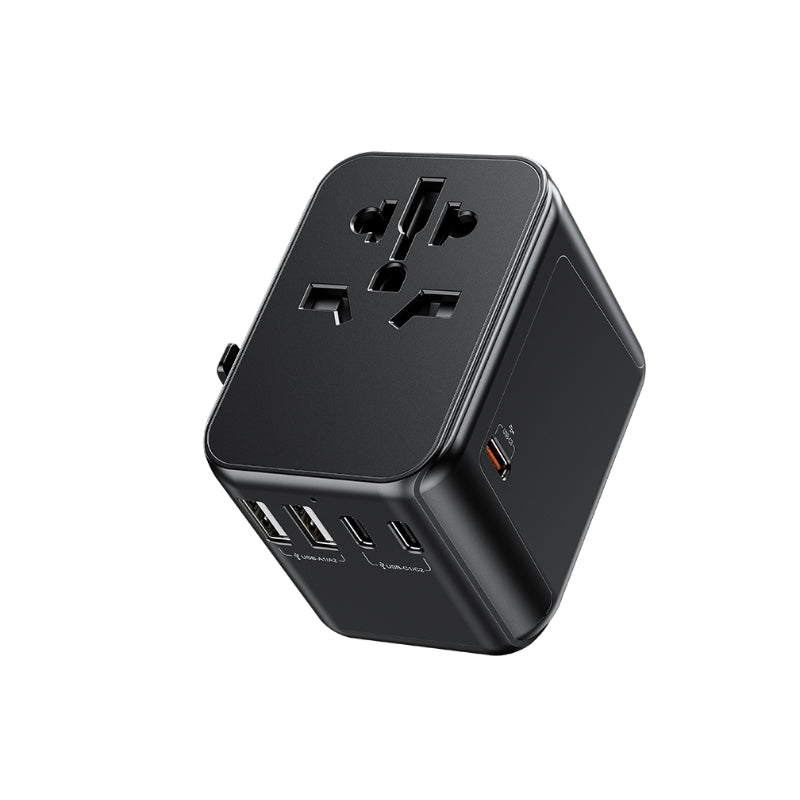 WEKOME WP-U03 Pop Digital Series - EU / UK / US / AU Oplader / Reisadapter + 3x USB-C &amp; 2x USB-A 30W (zwart)