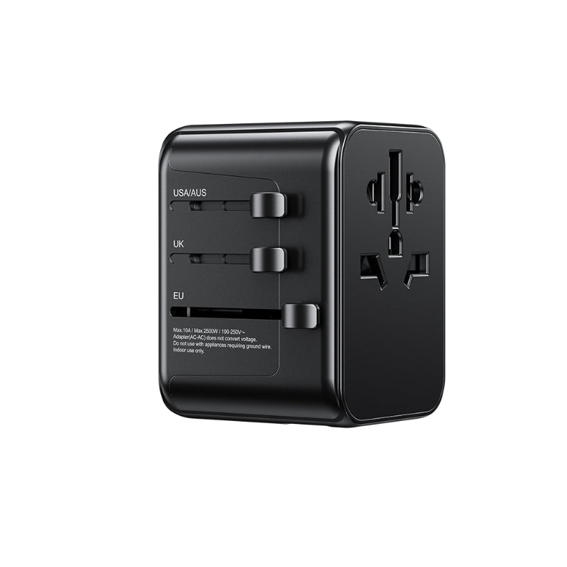 WEKOME WP-U03 Pop Digital Series - EU / UK / US / AU Oplader / Reisadapter + 3x USB-C &amp; 2x USB-A 30W (zwart)