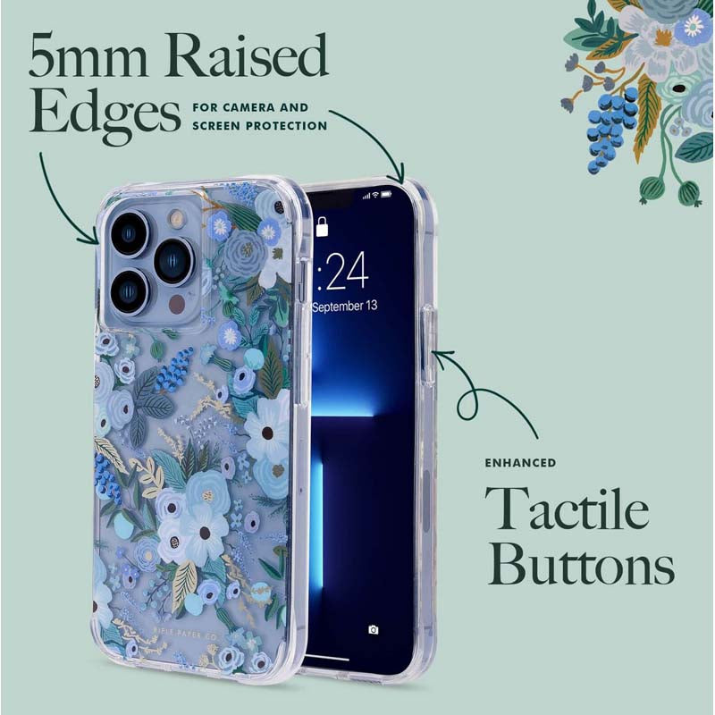 Rifle Paper Clear - Case voor iPhone 14 Pro Max (Garden Party Blauw)