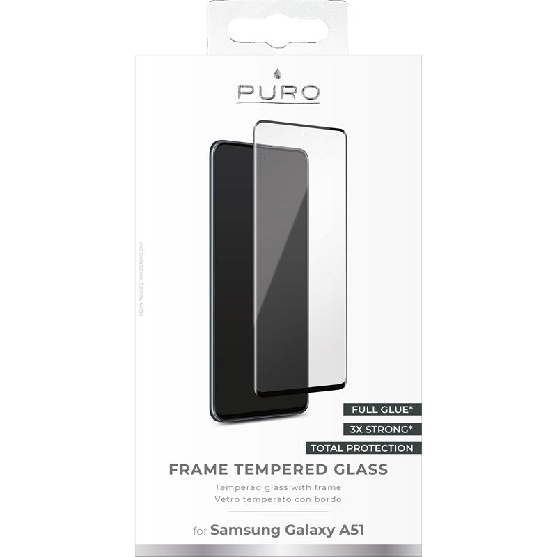 PURO Frame Tempered Glass - Protective glass for the screen of Samsung Galaxy A51 (black frame)