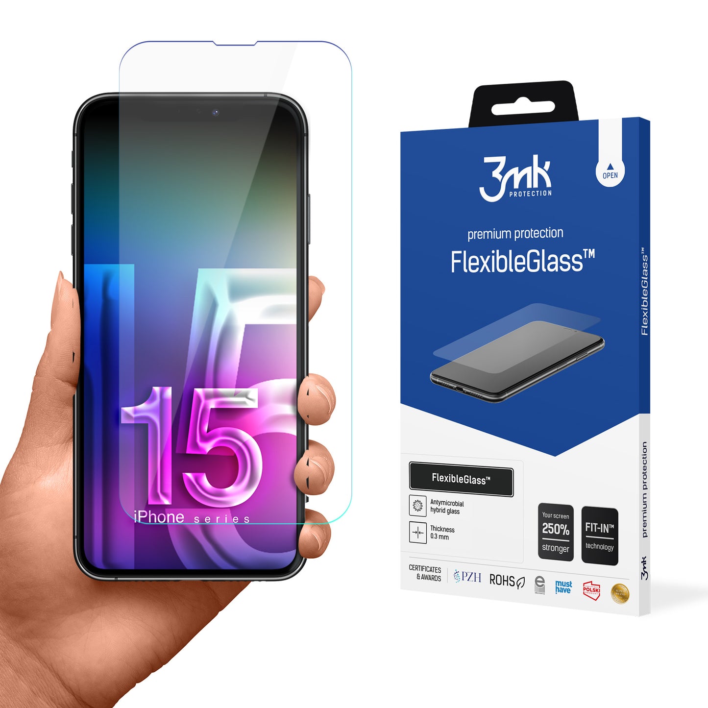 3mk FlexibleGlass – Hybridglas für iPhone 15 Pro Max