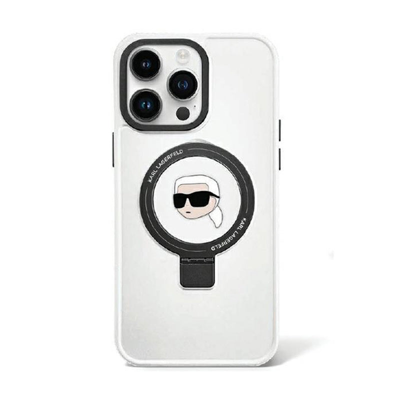 Karl Lagerfeld Ringstandaard Karl Head MagSafe - iPhone 15 Pro hoesje (wit)